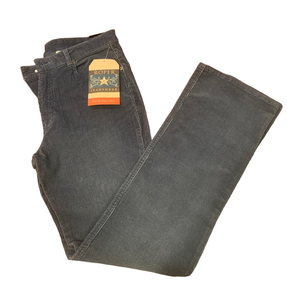 Roper Junior Women Rally Bootcut Stretch Pants Size 9 Blue Grey Corduroy Feel